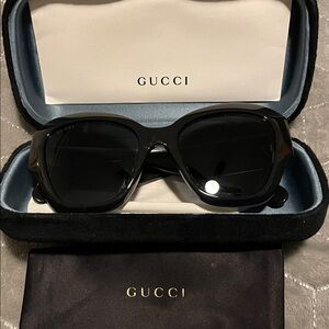 Gucci Black and Gold Sunglasses